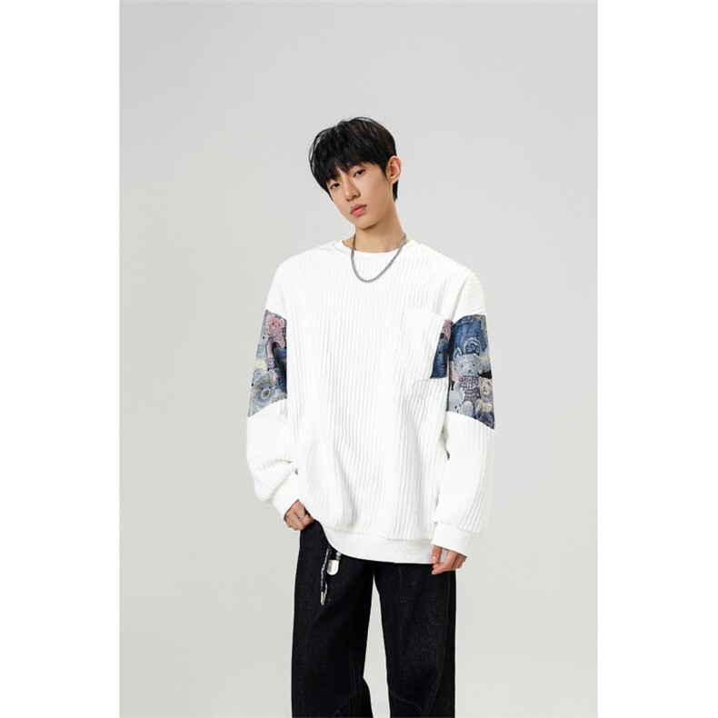 现货WY10065-特P45加绒特P55特殊面料圆领百搭小熊卫衣,男装卫衣,电商A059