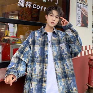衬衫男秋季新款港风宽松大码扎染长袖衬衣CS3098-特P30图片