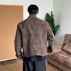 网图2026春季抖音得物高品质新款扎染PU皮衣雾面皮夹克外套男P48，男装夹克，星座207