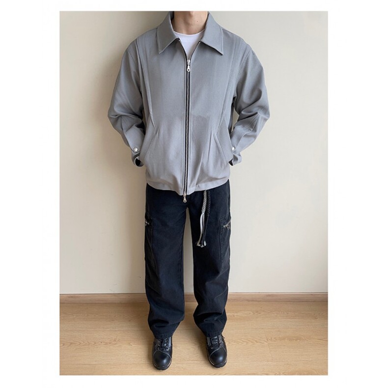 美式复古飞片合页解构翻领拉链夹克男女春秋季cleanfit飞行员外套,男装夹克,四季星座505