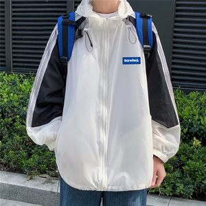 港风  夏季潮流宽松撞色连帽外套防晒服男  F6602  P55控 68图片