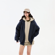!潮流冬季连帽拉链加绒加厚棉衣情侣撞色棉服外套MY5567-P78，男装棉衣，星座610B-1