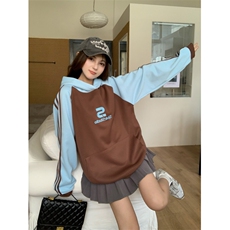 C0213-P552024宽松印花外套连帽韩版上衣美式学院风长袖卫衣，女装短外套，星座617A-2