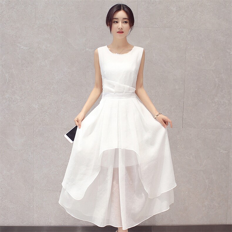 圆领时尚舒适潮流气质2022年夏季无袖简约百搭中长款，女装连衣裙，卡杰菲