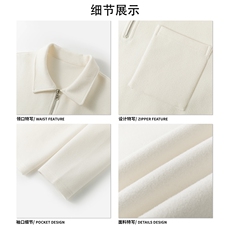 新款宽松版型纯色简约经典休闲上衣翻领半拉链卫衣潮HY801P45控78，男装针织衫/毛衣，电商A102B