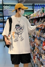 2024夏季新款宽松港风宇航员运动短袖T恤A071-5512-P25，男装T恤，电商A071