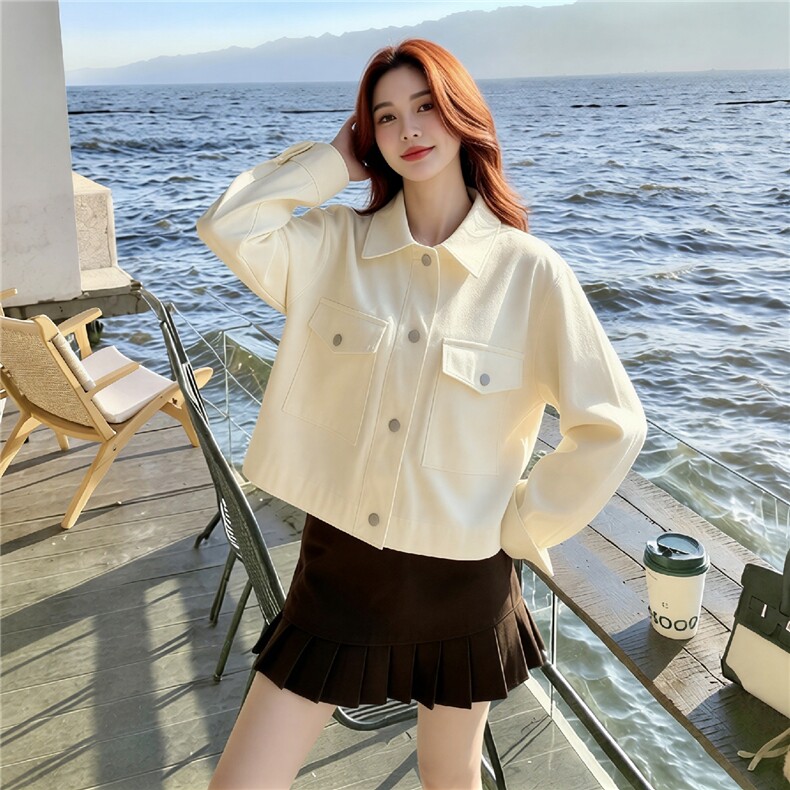 【现货】学院风春装短款外套2C327-6608P130控218,女装短外套,2C327