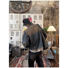 水洗牛仔衫时尚长袖外套女炒色做旧开衫春季圆领外搭休闲上衣，男装工装外套，星座506A