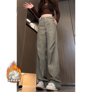 扎染褶皱宽松保暖银狐绒显瘦百搭微喇裤男K24004J加绒-特P58控108图片
