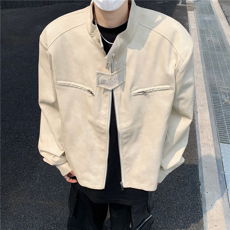 小众高街外套男生棕咖色飞行员夹克美式复古机车服皮衣W5880-P72,男装夹克,星座412-3