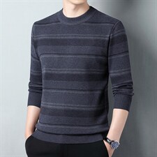 2023秋季新款中年男士圆领针织衫毛衣中青年休闲宽松打底衫爸爸装，男装针织衫/毛衣，电商B212（原钱塘6029）