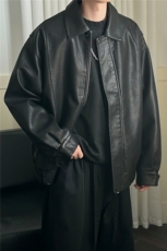 秋新款质感荔枝皮-夹克外套男潮牌宽松休闲上衣A351-AP2602-P105，男装夹克，电商A351