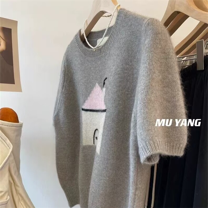 秋冬新款时尚纯色房子图案时尚休闲百搭,针织衫/毛衣,锦瑟羊绒