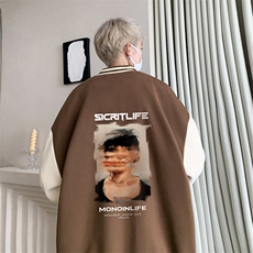 摇粒绒棒球服男大码开衫卫衣男夹克BF86213-P65，男装夹克，电商A040