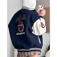 1506-1/JA2201/P64徽章拼接撞色棒球服外套男女冬季重磅宽松夹克，男装夹克，星座1506-1