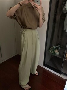 韩版衬衣?西装阔腿裤图片