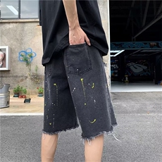 夏季薄款五分牛仔短裤男韩版潮流破洞修身休闲潮牌裤子男5分马裤，男装牛仔裤，星座1013