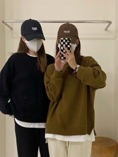 冬季新款加厚版假两件卫衣，女装卫衣/绒衫，唇蔻