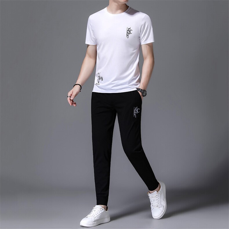 HP529夏季新款男士运动休闲套装二件套圆领刺绣男装速干百搭短袖,男装休闲套装,电商B360