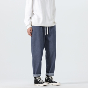 秋冬牛仔裤男风宽松大码哈伦裤潮日系百搭小脚长裤子AK43P55图片