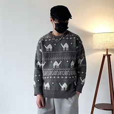 秋冬潮牌宽松毛衣男提花图案日系休闲情侣加厚针织毛衫MY906/P44，男装针织衫/毛衣，星座506