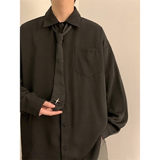 白墙纯色长袖衬衫（送领带，四芒星）X1213-DY157-P50控68，男装衬衫，星座1213