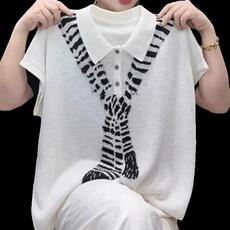 夏季竹节麻韩系印花短袖时尚百搭潮流，女装T恤，锦弘羊绒