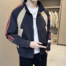 男双杠设计外套上衣工装立领拼色夹克DS-A329-FL2318-P80，男装夹克，电商A329