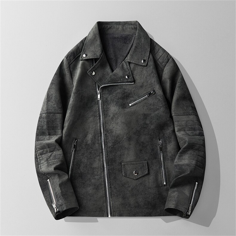 JK897-P100轻熟风机车皮衣外套男秋冬韩版西装领休闲pu皮夹克潮图片