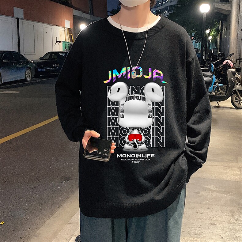 M67214-P45 加绒款-P65圆领毛衣男大码针织衫男毛线衣线衫图片