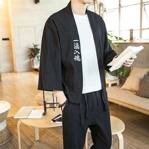 夏季风道袍男短袖汉服开衫汉服防晒衣套装中性男女  TZ01/P85图片