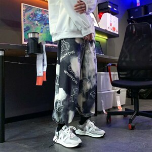 扎染灯芯绒小熊欧美嘻哈裤子灯芯绒裤K1935P33，男装休闲裤，星座1116-2