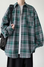 现货宽松格子长袖衬衫男KD614-P5073，男装衬衫，电商D312-1
