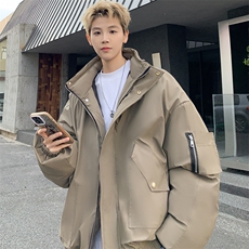 pu皮棉衣男冬季新款加厚棉服宽松面包服棉袄M7166P135控168，男装棉衣，电商A157