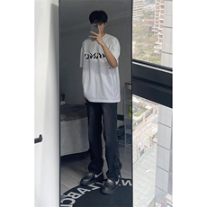 B221美式ins高街小众拉链直筒牛仔裤LK23028-P60控78，男装牛仔裤，电商B221