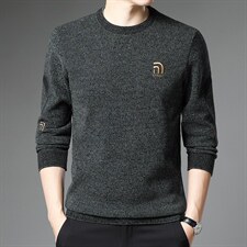 新款长袖休闲上衣2023冬季中青年男装圆领加绒卫衣XX21902-P110,男装卫衣,电商B212（原钱塘6029）