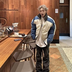 小众撞色解构设计加厚棉服外套男宽松休闲立领高级棉衣潮1033P95，男装棉衣，电商D256-2(原A064-2)