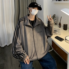 新款男潮牌运动情侣棒球服夹克宽松条纹外套开衫卫衣W7879-P58，男装夹克，星座512-4