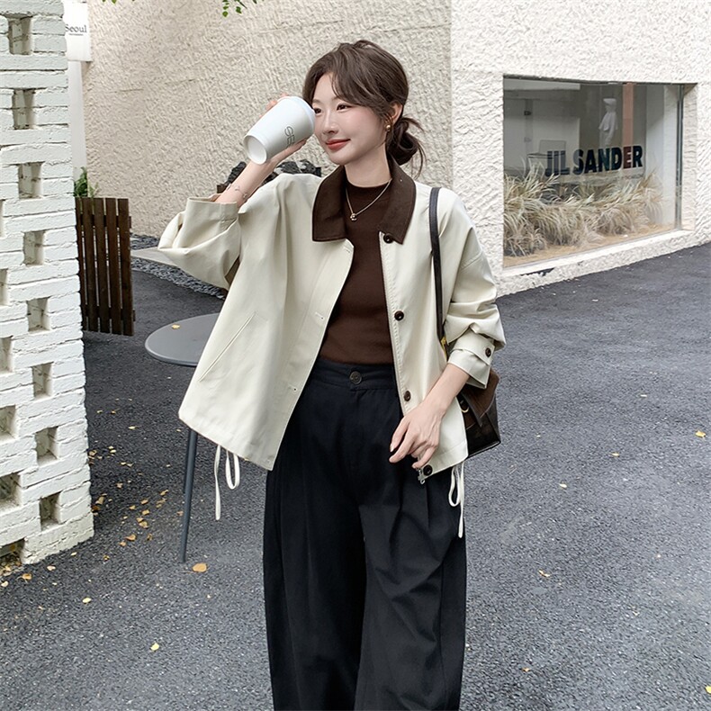 新款【现货】杏色韩系简约款192-628P160K228,女装风衣,浙宝192（原082）