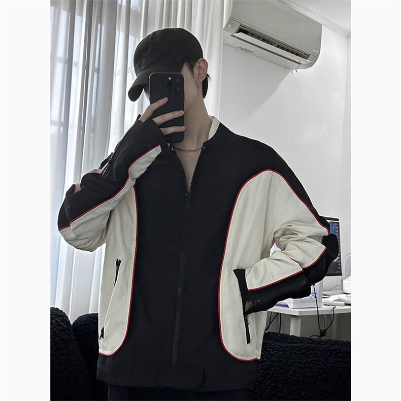 B221美式ins高街暗黑痞帅型男机车服外套上衣SY2306-P90控118,男装夹克,电商B221