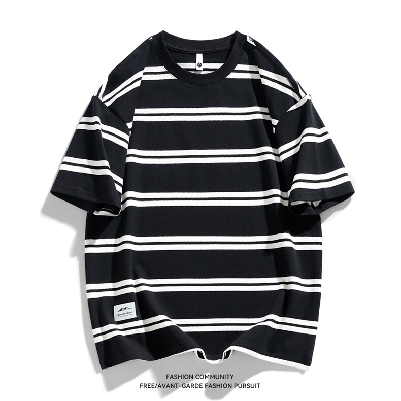 抖音天猫得物品质230克cityboy时尚夏季条纹百搭短袖T恤TX237-P45,男装T恤,星座1109