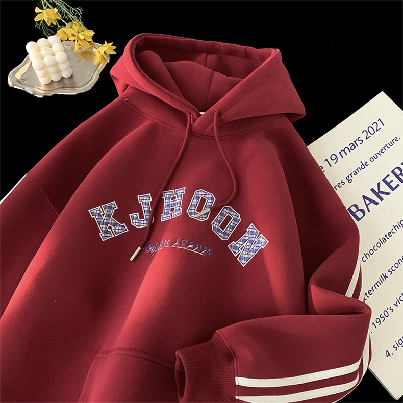 904-2-CD610-特P55控88秋装重磅5色织带格子贴布绣连帽卫衣宽松男，男装卫衣，星座904-2