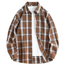 春季新款（跨境电商）格子男女情侣款潮流宽松格纹衬衣，男装衬衫，星座1107-1