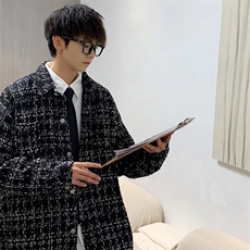 春季线编织粗花小香风格子长袖夹克外套情侣款-JK2172-p55，男装夹克，星座601-2