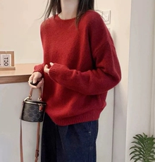 2025年秋季常规套头长袖圆领宽松时尚百搭通勤简约休闲，女装羊毛衫，梵泰羊绒