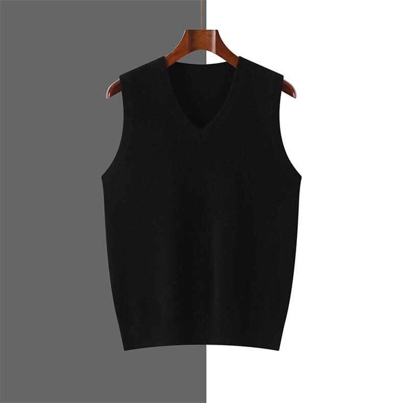 时尚男士V领背心秋季新款简约百搭无袖毛衣高品质舒适保暖，男装羊绒背心，隆格羊绒
