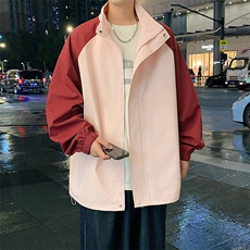 港风拼接上衣夹克宽松落肩立领冲锋衣外套JK864P65，男装夹克，星座1204-3