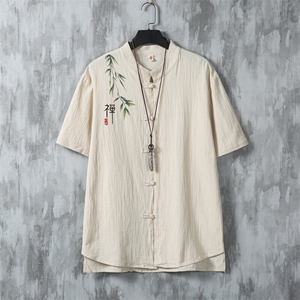 男士衬衫短袖衬衣半袖印花立领唐装风 XZ1512-2408-P30图片