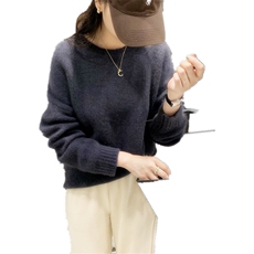 秋冬新款衫女圆领百搭落肩毛衣套头韩版羊毛打底衫简约针织，女装羊毛衫，悦玛羊绒