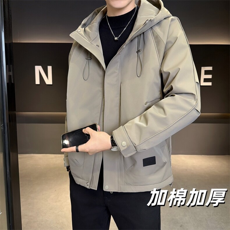 加棉加厚男士秋冬新款连帽青年简约休闲保暖夹克外套NM826-P110,男装夹克,星座310B-3